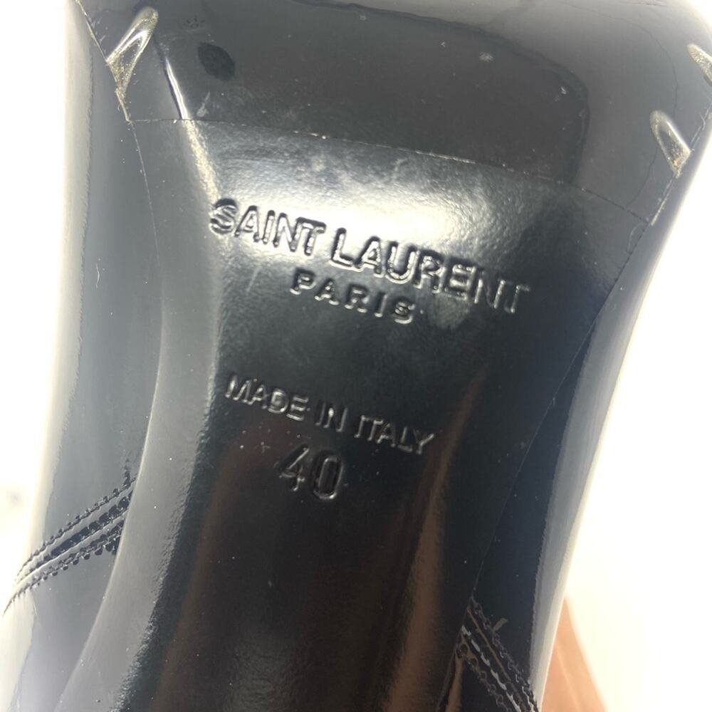 Saint Laurent Glossy Black Heeled Boots - Picture 11 of 13